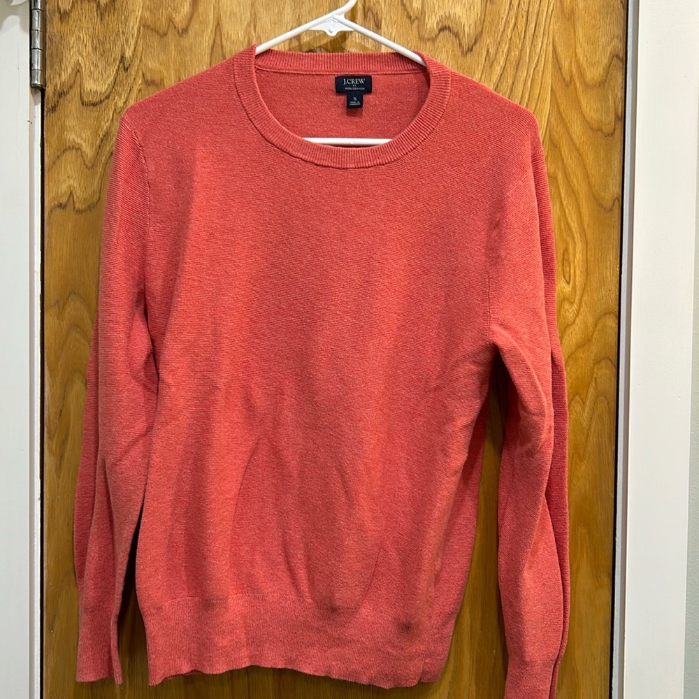 J.Crew Coral Cotton Crewneck Sweater Size Small